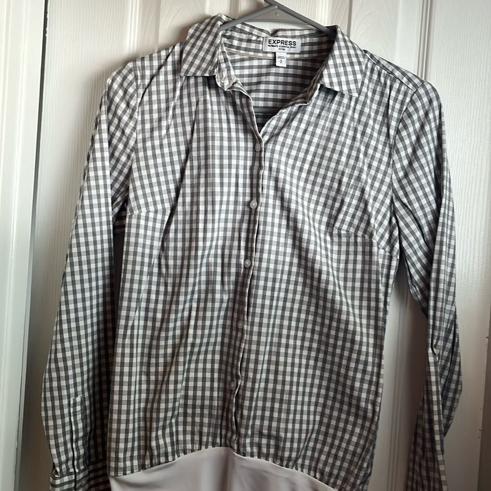 Express Gray Checkered Women's Bodysuit